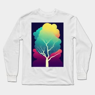 Vibrant Colored Whimsical Minimalist Lonely Tree - Abstract Minimalist Bright Colorful Nature Poster Art of a Leafless Branches Long Sleeve T-Shirt